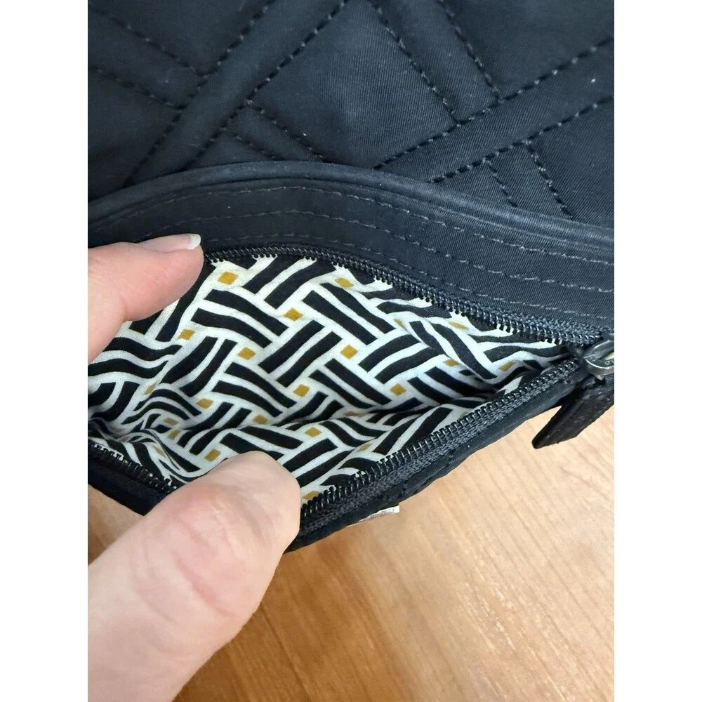 Vera Bradley Black Quilted Crossbody Handbag Hipster Purse Classic Adjustable